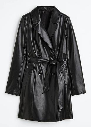 Двобортний тренч зі штучної шкіри h&m