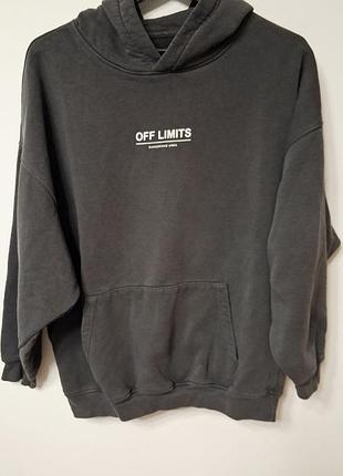 Худи кофта с капюшоном мужская серая over size off limits, размер m - l