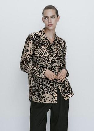 Massimo dutti-тонкая блуза у леопардовый принт, шелк/хлопок, р.-xs