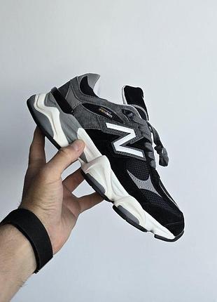 Черно-белые кроссовки унисекс new balance 9060 black grey white cordura х нью беланс 42