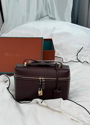Жіноча сумка loro piana extra pocket 23  in smooth leather chocolate brown коричнева