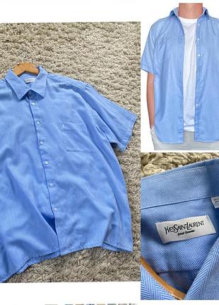 Гарна чоловіча сорочка  прямого крою з коротким рукавом  від yves saint laurent,p.xxl