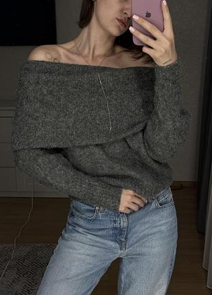 Светр зі спущеними плечима від h&m шерстяний