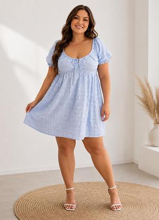 Літня сукня shein curve xl блакитна з пишними рукавами