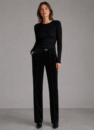 Велюрові бархатні оксамитові брюки штани h&m чорні