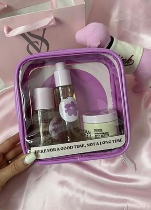 Подарунковий набір victoria's secret pink vanilla let's glow away shimmer travel set