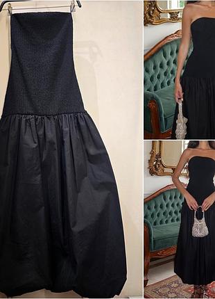 Комбинированное черное платье-баллон zara.