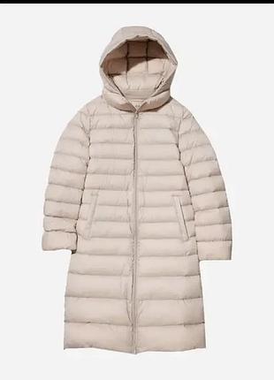 Пуховик зимовий довгий жіночий uniqlo 369249931 xs бежевий (1159811853)