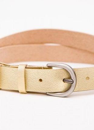 Женский ремень узкий золотистый. 114 см х 2 см