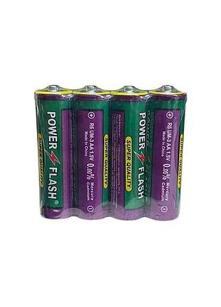 Батарейка сольова r6/aa 4шт (спайка) тм power flesh