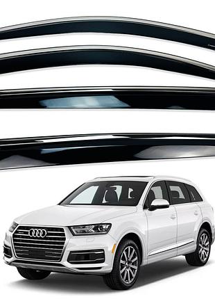 Дефлектори вікон (вітровики) audi q7 2015+ нерж. з хром полоскою (hawk)