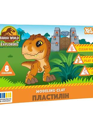 Пластилін yes 8 кольорів 160г jurassic world.kids