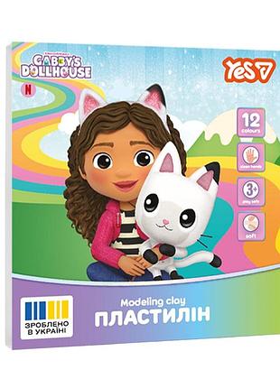 Пластилін yes 12 кольорів 240г gabby dollhouse