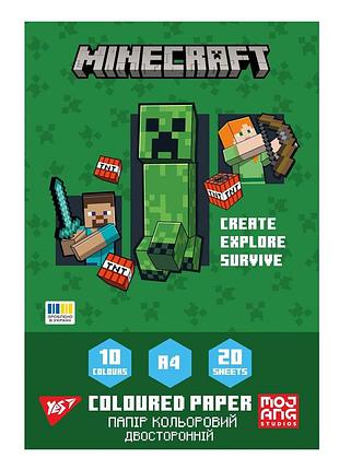Бумага цветная двусторонняя yes minecraft 20 листов а4 скоба