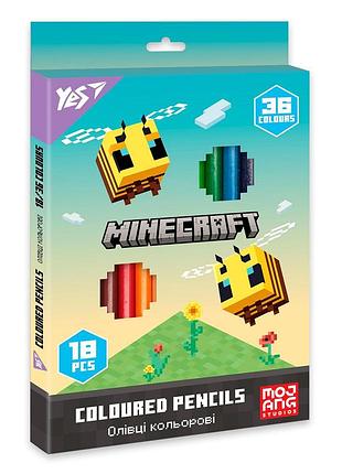 Карандаши цветные yes 18/36 цветов minecraft spring
