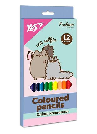Олівці кольорові yes 12 кол. pusheen
