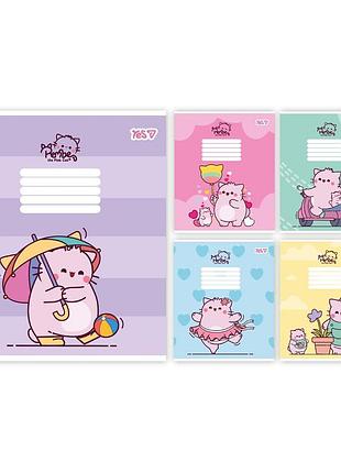 Зошит шкільний yes pembe the cat а5 12 аркушів коса лінія
