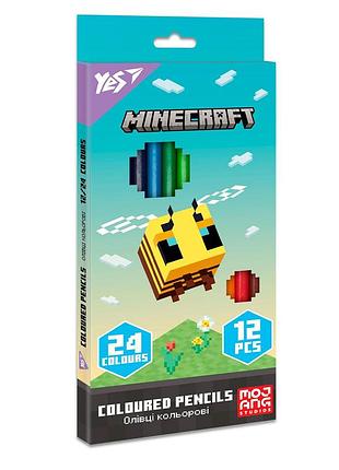 Карандаши цветные yes 12/24 цветов minecraft spring