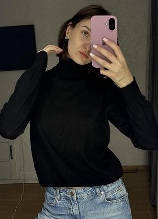 Базовий чорний котоновий гольф h&m
