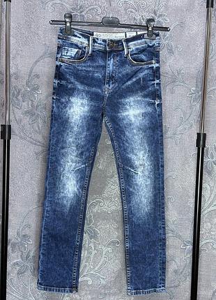 Стильны дитячі джинси ripstop crosswave skinny 10-11 років 146 см зріст сині з мармуровим ефектом прямі денім штани стрітстайл кежуал вуличний стиль