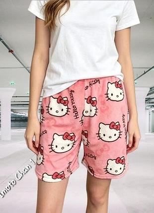 Шорты hello kitty женские розовый персик японские аниме кошка