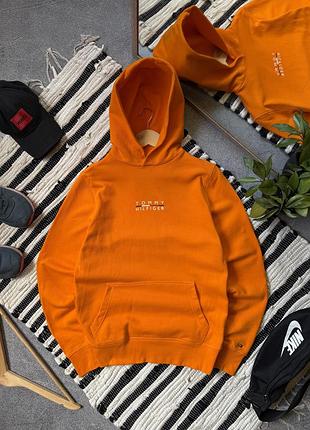 Чоловіче худі tommy hilfiger оригінал нове томмі хілфігер яскраве помаранчеве оранжеве з логотипом з надписом s m бавовняне без флісу