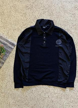 Versace jeans couture italian luxury 1/3 zip polo long чоловічий лонгслів  версаче бутлег ретро y2k gianni versace luxe