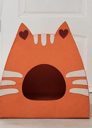 Затишний будиночок для кота у формі котика, стан ідеальний