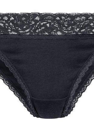 Трусики-сліп бавовняні з мереживом для жінки esmara lycra® 371007 m чорний