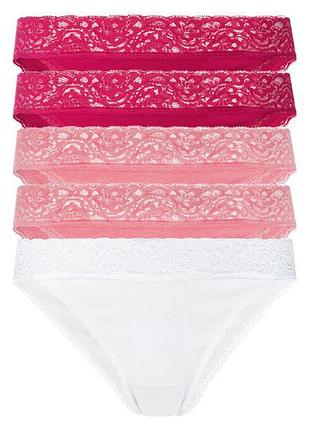 Трусики-слип набор 5 шт. хлопковые кружевные для женщины esmara lycra® 371007-1 s комбинированный