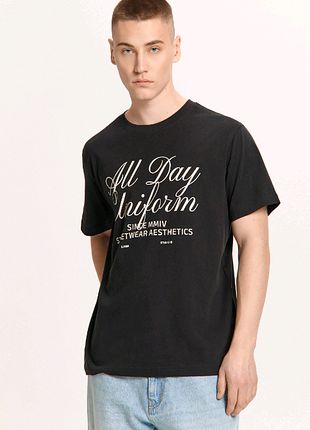 Футболка з написом cropp 455hy-99x regular fit чорна р. l