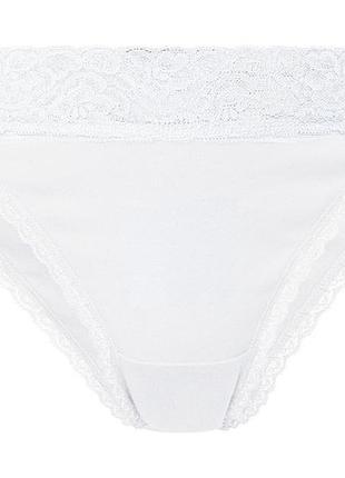 Трусики-слип хлопковые с круживом для женщины esmara lycra® 413110-1_371007 m белый