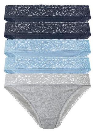 Трусики-слип набор 5 шт. хлопковые кружевные для женщины esmara lycra® 371007 s комбинированный