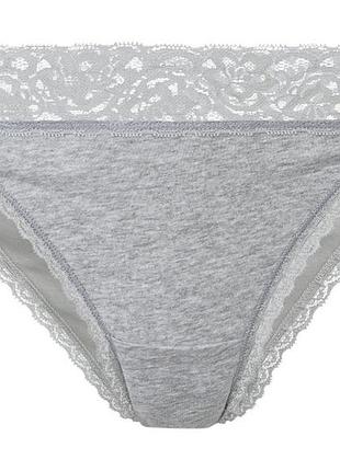 Трусики-слип хлопковые с круживом для женщины esmara lycra® 371007 m серый