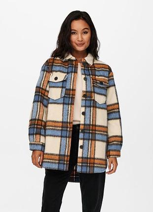 Куртка onldeena-kawi l/s check shacket pnt 15235844-oatmeal-checks:ariabian spice/honey musta only l 15235844-oatmeal-checks:a s