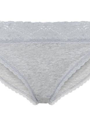 Трусики-слип хлопковые с круживом для женщины esmara lycra® 381933 m серый