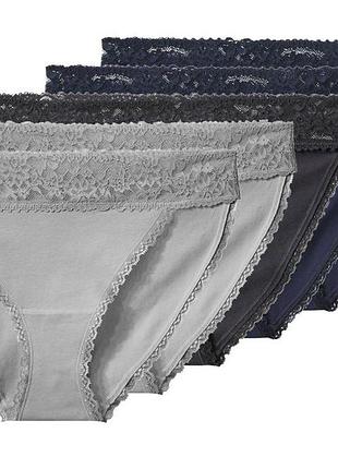 Трусики-слип набор 5 шт. хлопковые кружевные для женщины esmara lycra® 486979 s комбинированный