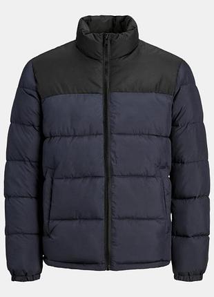 Куртка jjpaul puffer collar 12189971 dark navy - detail: blocking jackandamp;jones m темно-синий 12189971-dark navy-detail xxl