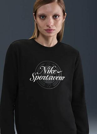 Свитшот женский nike sportswear club fleece graphic crew black hv2342-010 m