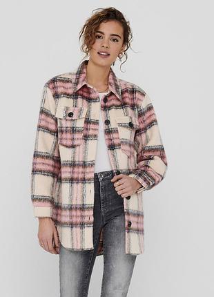 Куртка onldeena-kawi l/s check shacket pnt 15235844-flamingo pink-checks:mojave desert/ night only l 15235844-flamingo pink-ch s