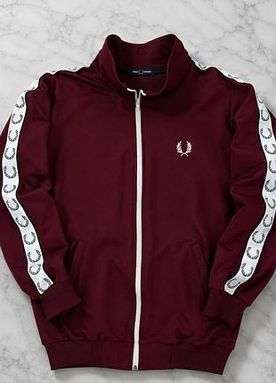 Олімпійка fred perry бордова, зіп-худі фред перрі з вишивкою, кофта на замку для чоловіків xl