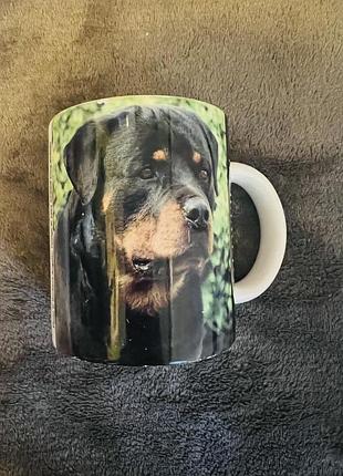 Керамічна чашка з принтом «ротвейлер» (rottweiler) / колекційна кружка thailand