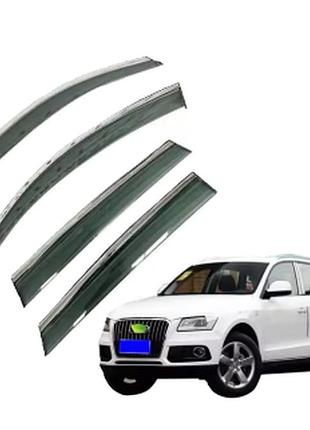 Дефлекторы окон (ветровики) audi q5 2008-2017 з нержавіючої чорної сталі (hawk)