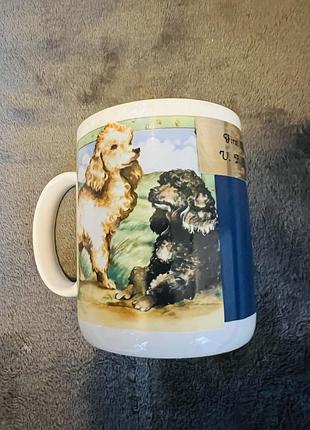 Вінтажна керамічна чашка з пуделями (1987 р.) / колекційна кружка message mugs korea