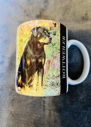 Керамічна чашка з принтом «ротвейлер» (rottweiler) / колекційна кружка thailand