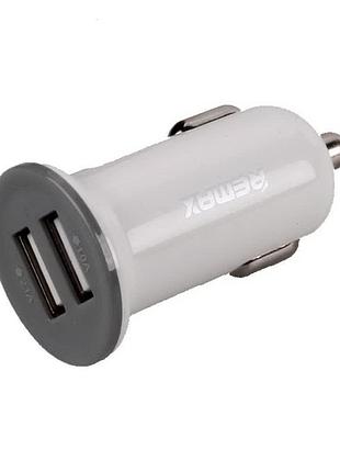 Адаптер автомобільний зарядний пристрій remax mini rcc-201 2usb 2.1a white