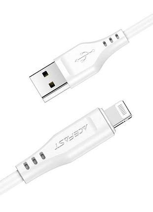 Кабель синхронизации и зарядки acefast afc3-02w usb to lightning 2.4a, 1.2m, tpe, tpe connectors, white