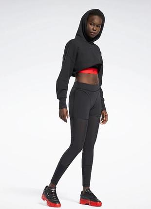 Тайтси reebok apparel women cardi b mesh high-rise leggings black h48405
