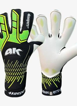 Перчатки вратарские детские 4keepers neo volt rf2g junior neo-volt-rf2g, цвет чёрний, размер (эвроп neo-volt-rf2g