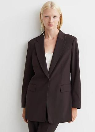 Коричневий подовжений піджак h&m